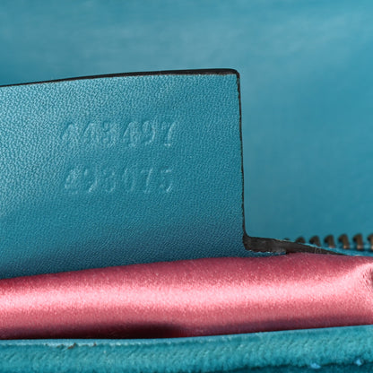 Gucci Velvet Matelasse Small GG Marmont Shoulder Bag Pavone Cyan 4 of 15