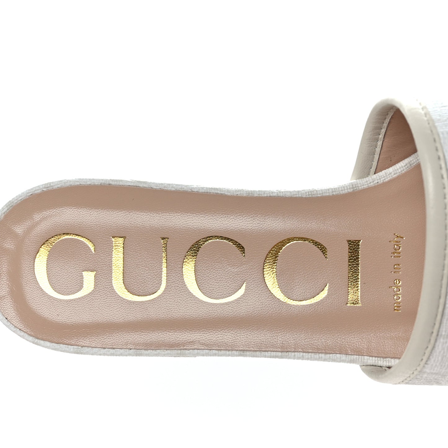 GG Supreme Monogram Malaga Kid Platform Mule Sandals 37 White Mystic White