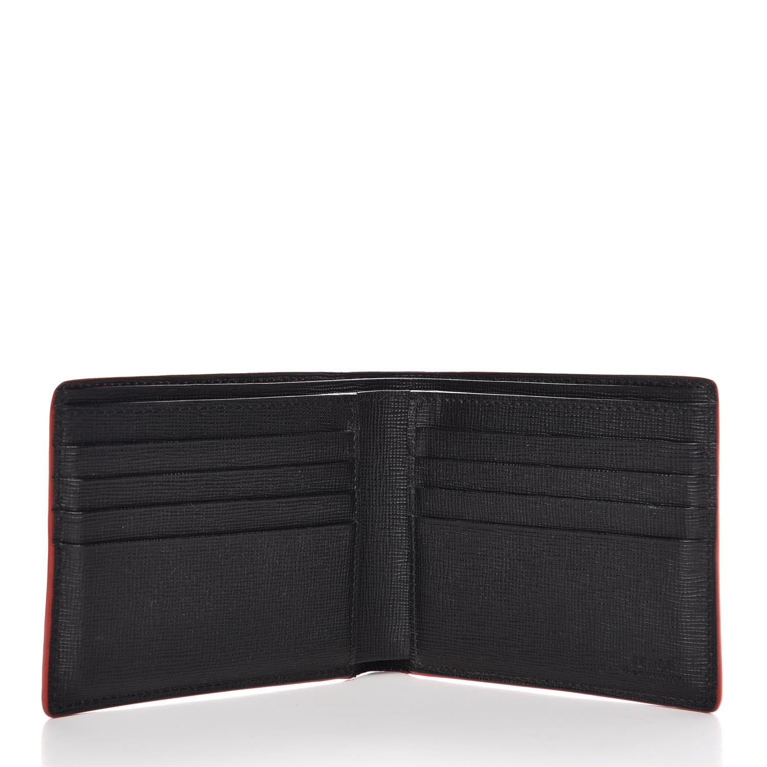 Fendi Vitello Elite Flamingo Lightning Monster Eyes Bi-Fold Wallet Rosso White Black 5 of 9