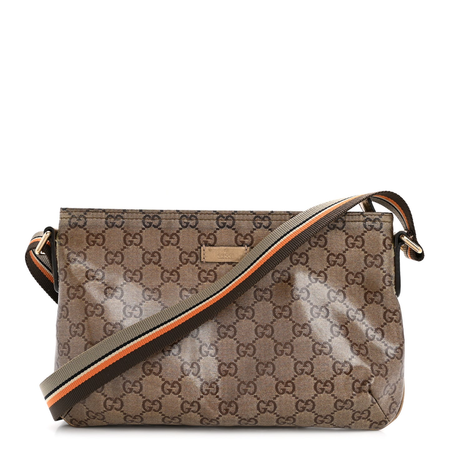 Crystal Monogram Web Small Flat Messenger Crossbody Bronze