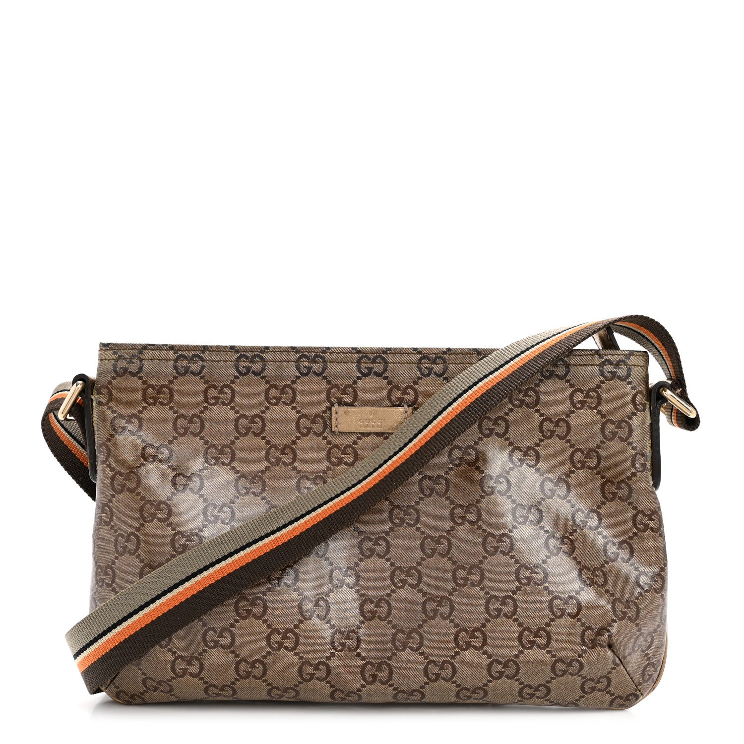 Gucci Crystal Monogram Web Small Flat Messenger Crossbody Bronze 1 of 11