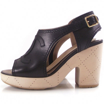 Chanel Leather Perforated Clogs 37.5 2 of 8
