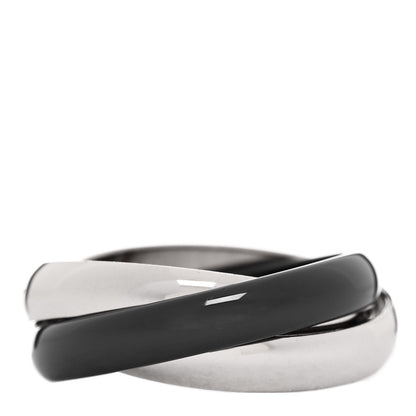 Cartier 18K White Gold Black Ceramic Trinity Ring 53 6.25 3 of 5