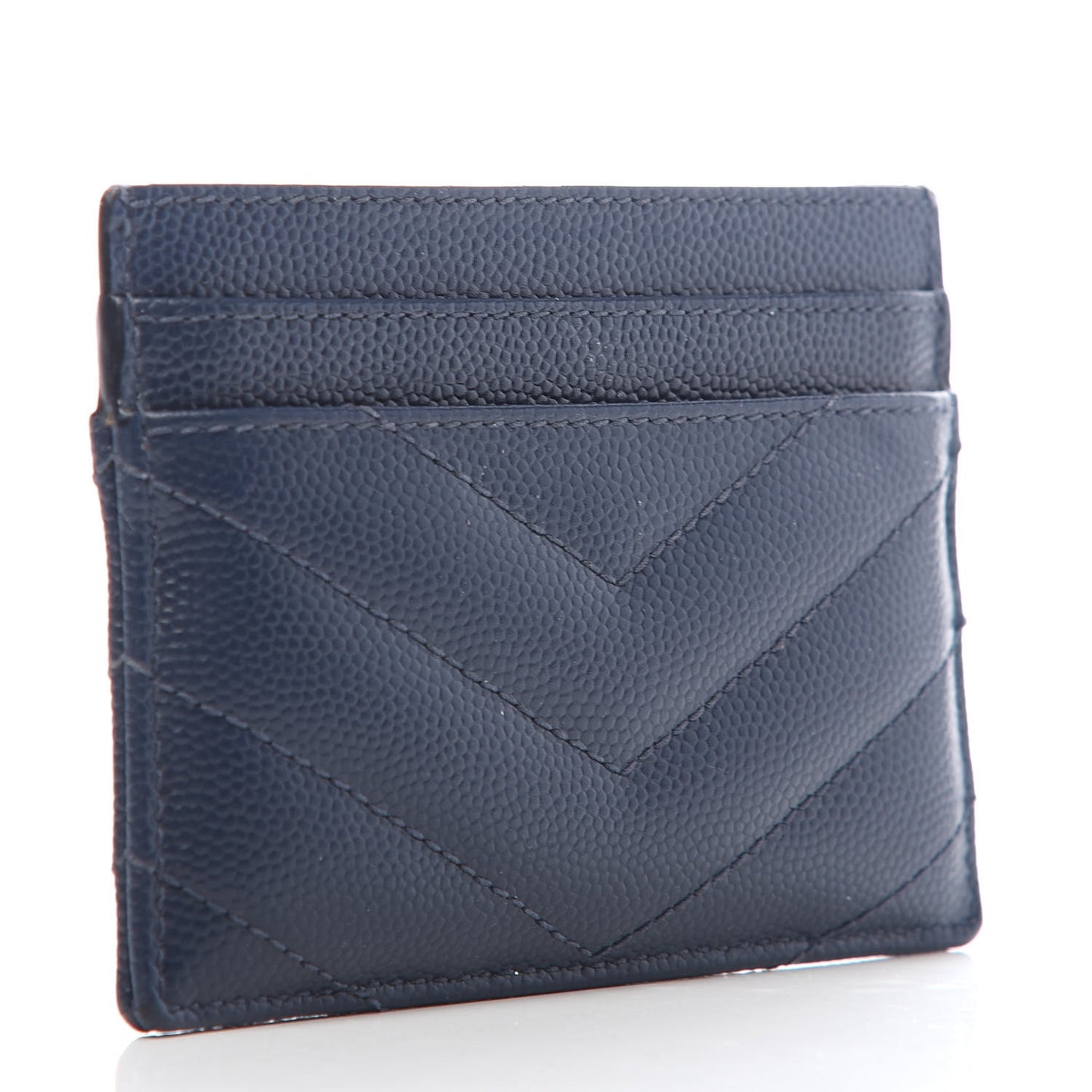 Grain De Poudre Matelasse Chevron Monogram Credit Card Case Navy