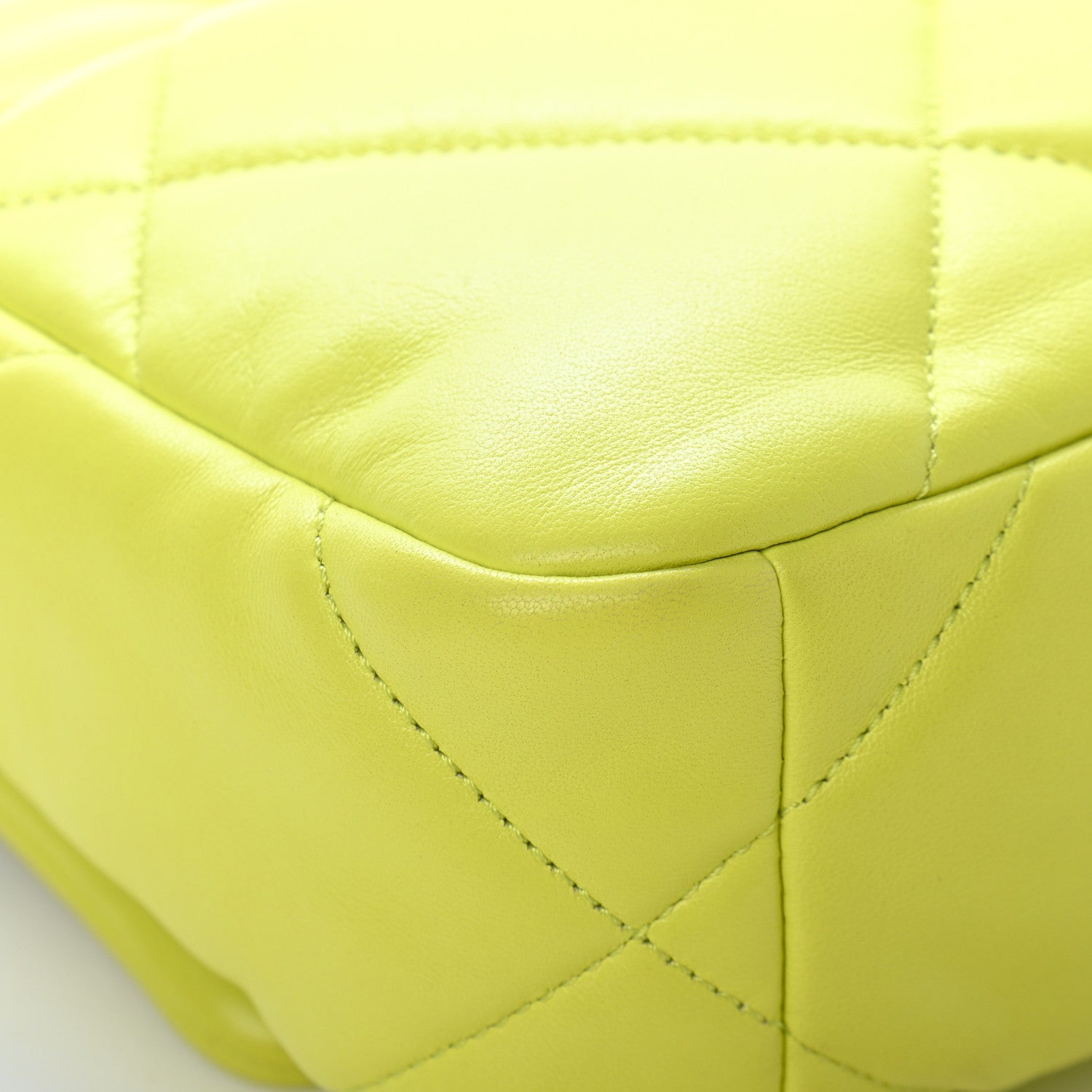 Chanel Shiny Lambskin Quilted Medium Chanel 19 Flap Neon Yellow 11 of 16