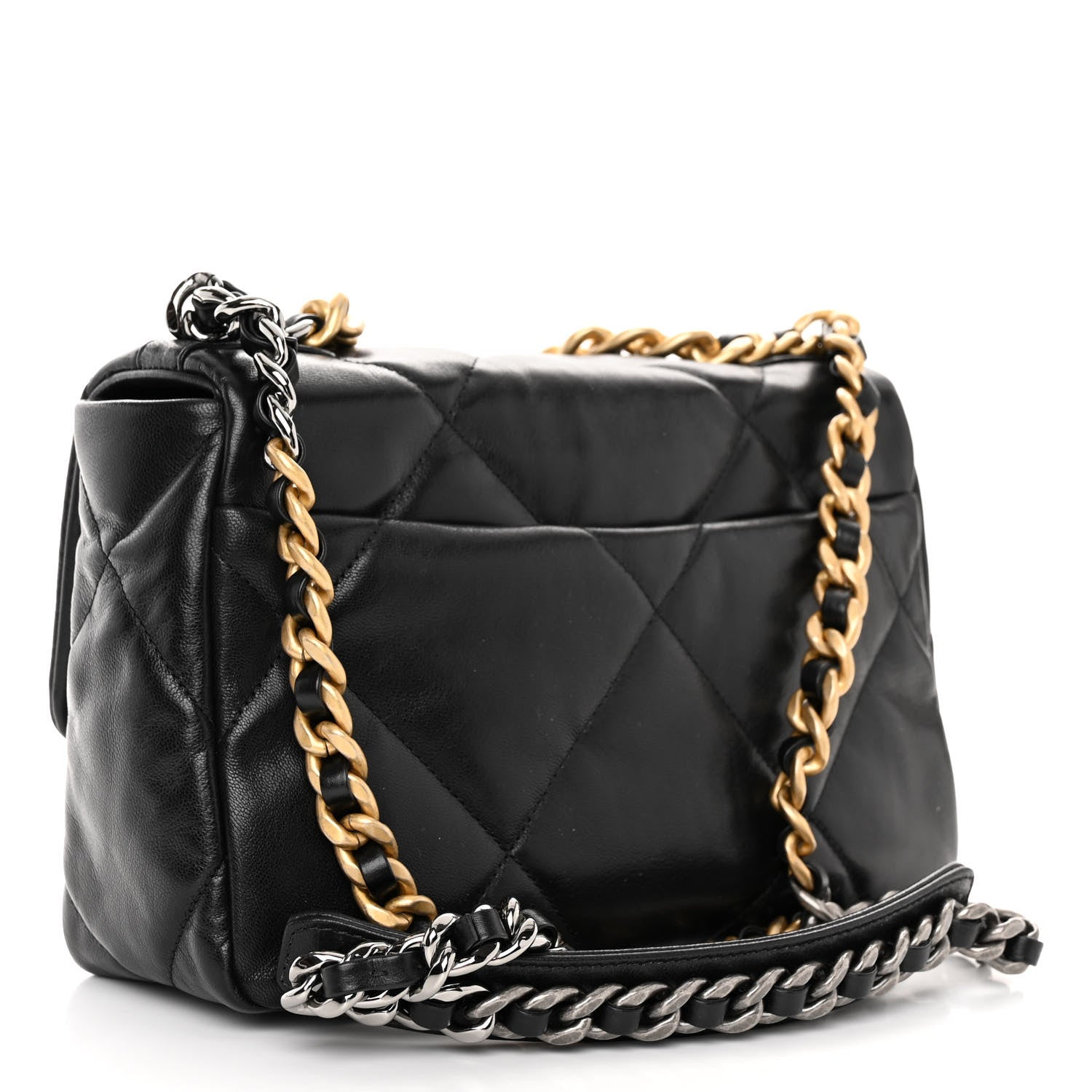 Chanel Shiny Goatskin Quilted Medium Chanel 19 Flap Black 2 of 9