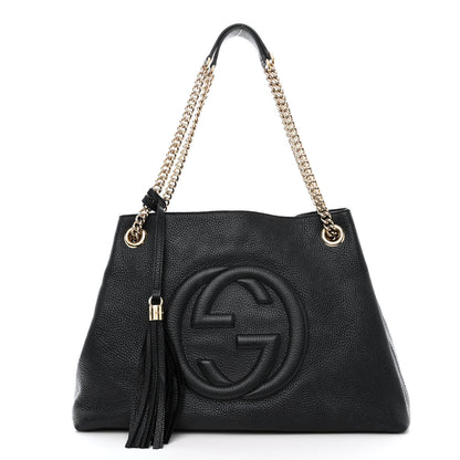 Gucci Pebbled Calfskin Medium Soho Chain Shoulder Bag Black 1 of 11