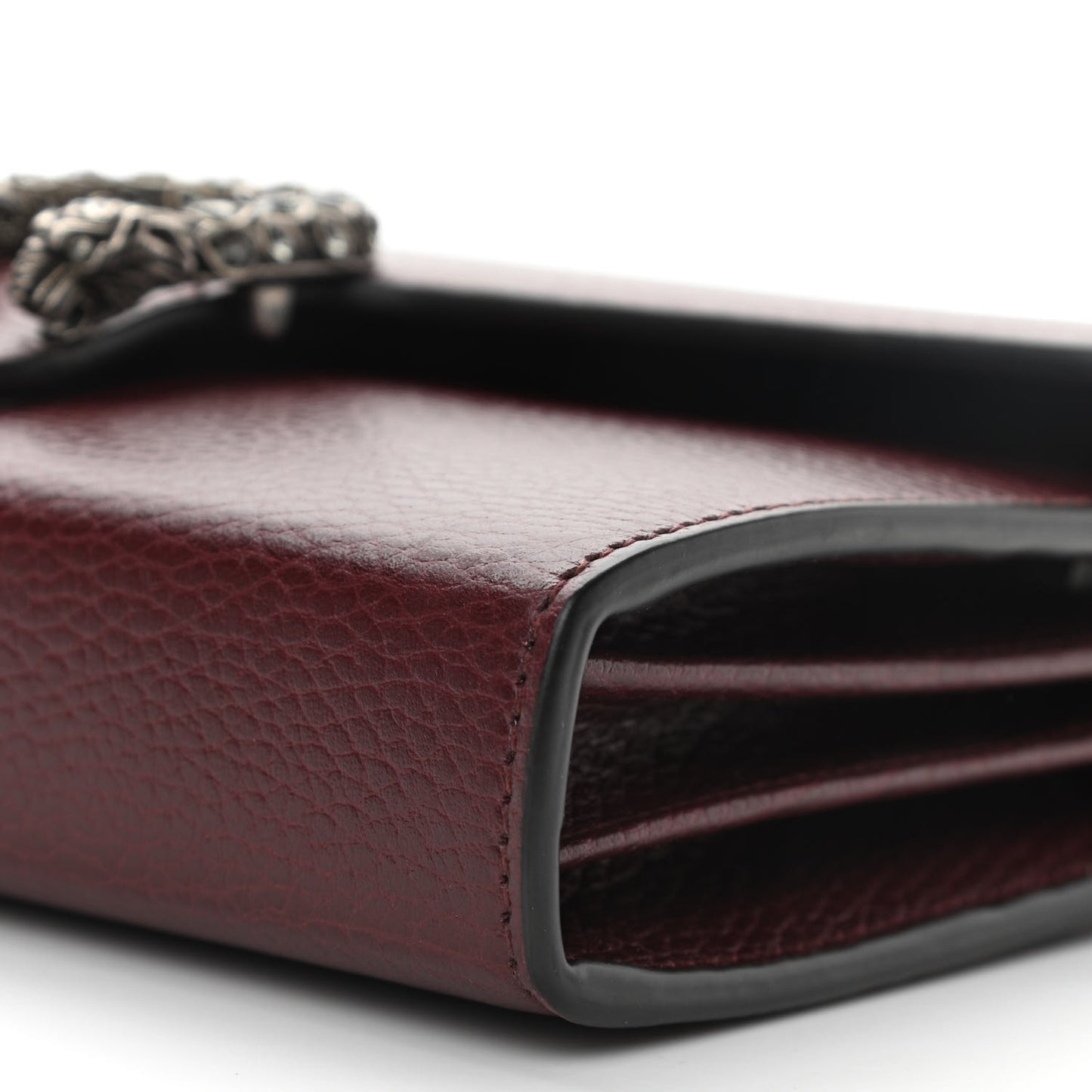 Dollar Calfskin Crystal Mini Dionysus Chain Wallet Vintage Bordeaux