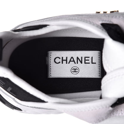 Chanel Velvet Calfskin Mixed Fibers CC Sneakers 41 Ivory Black 7 of 9