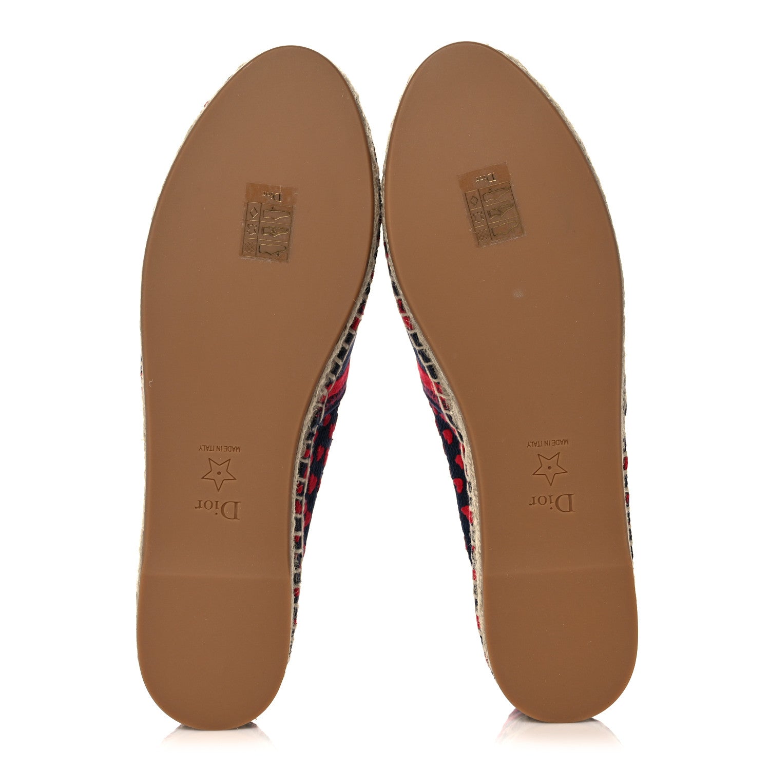 Christian Dior Cotton Embroidered Hearts Granville Espadrille 39.5 Blue Red 5 of 9