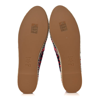 Christian Dior Cotton Embroidered Hearts Granville Espadrille 39.5 Blue Red 5 of 9
