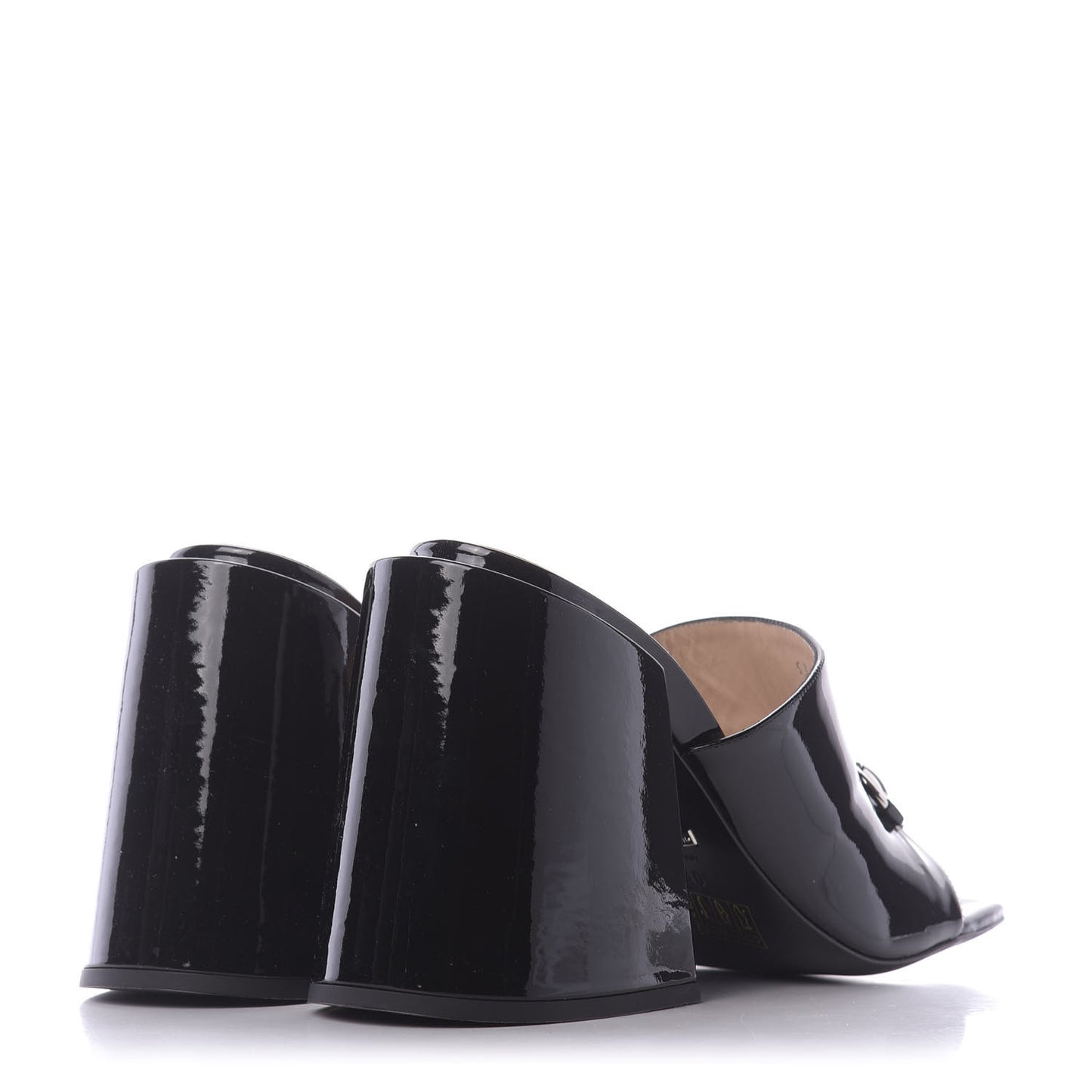 Patent Lexi Horsebit High-Heel Slide Sandals 40 Black