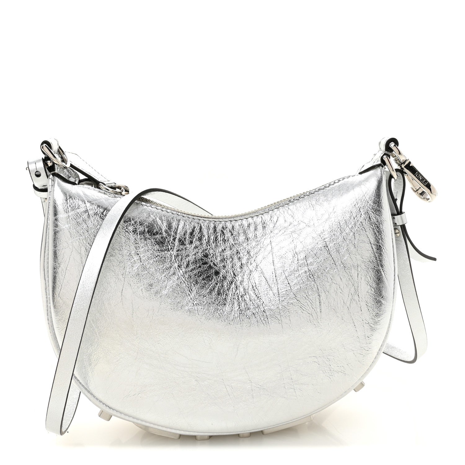 Fendi Rock Millenium Mini Fendigraphy Hobo Bag Argento 1879403
