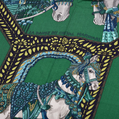 Hermes Cashmere Silk La Danse Du Cheval Shawl 140 Noir Vert Turquoise 4 of 8