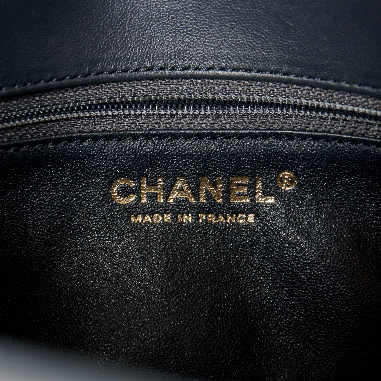Lambskin Quilted Small CC Chic Flap Grey Dark Navy