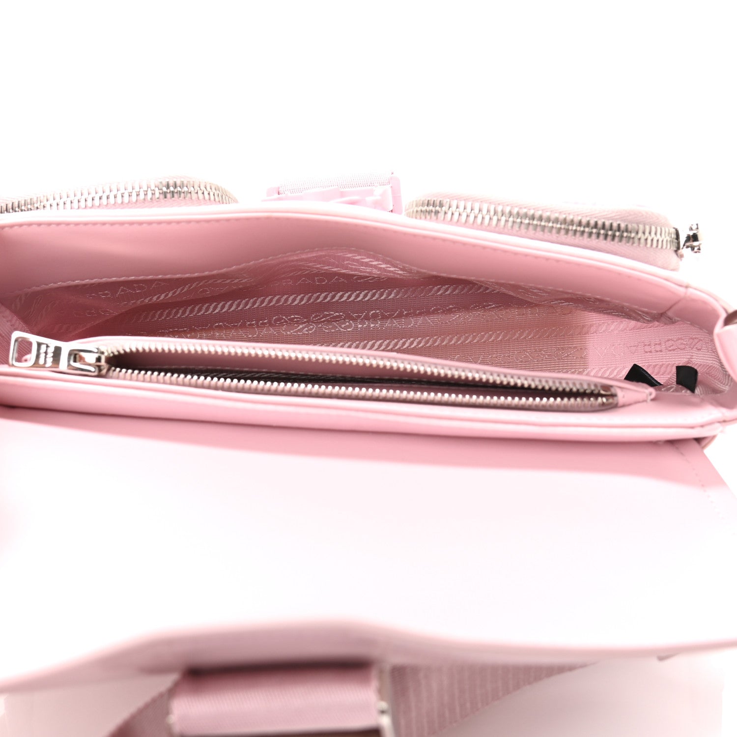 Prada Re-Nylon Spazzolato Double Pocket Buckle Shoulder Bag Alabastro 5 of 10
