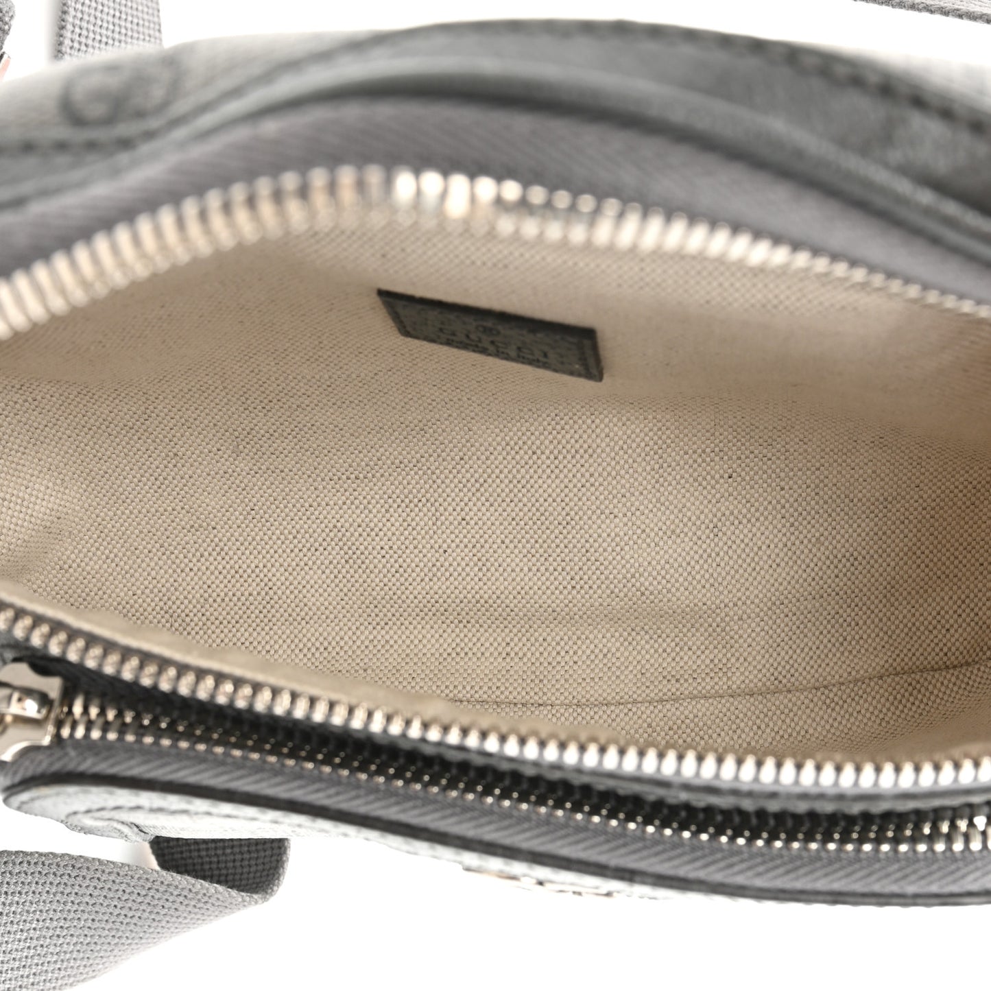 GG Supreme Monogram Textured Dollar Calfskin Ophidia Belt Bag Grey Black Graphite Grey