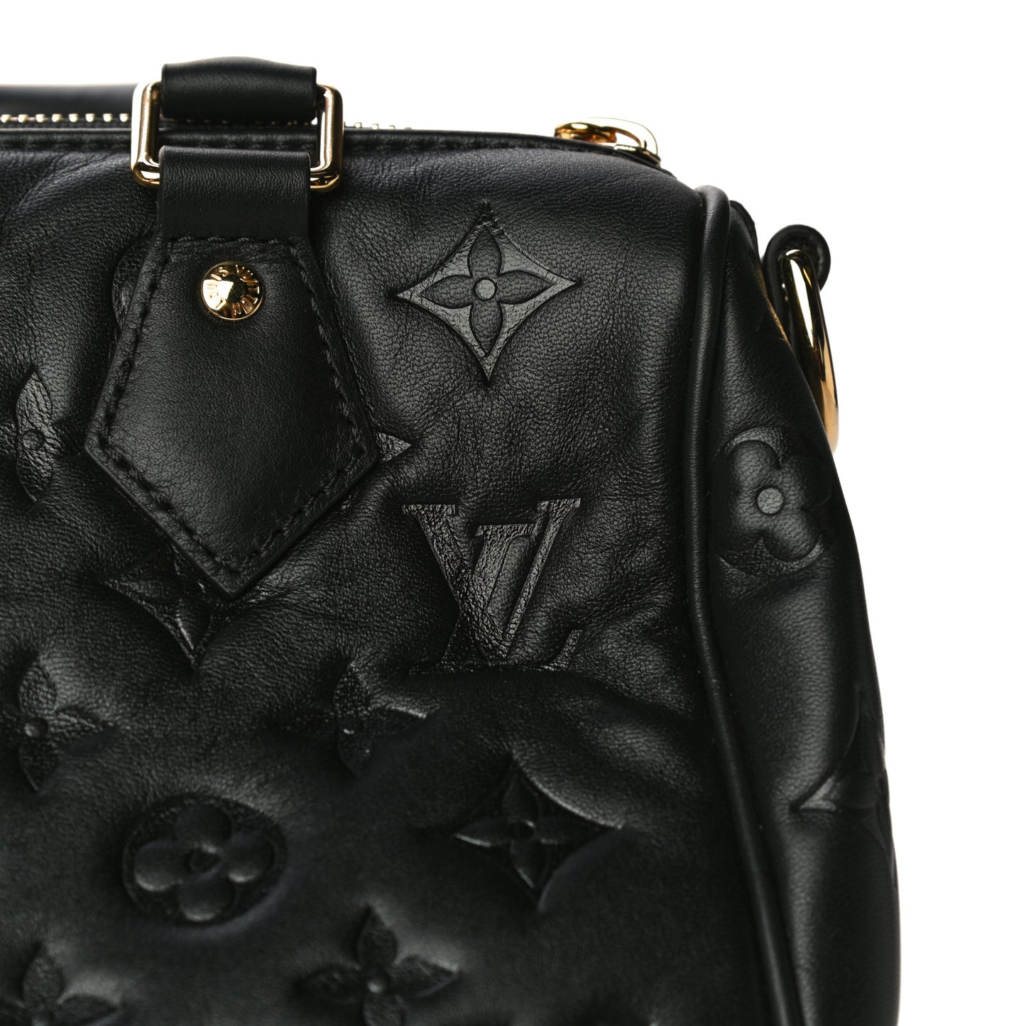Lambskin Embossed Monogram Speedy 22 Bandouliere Black