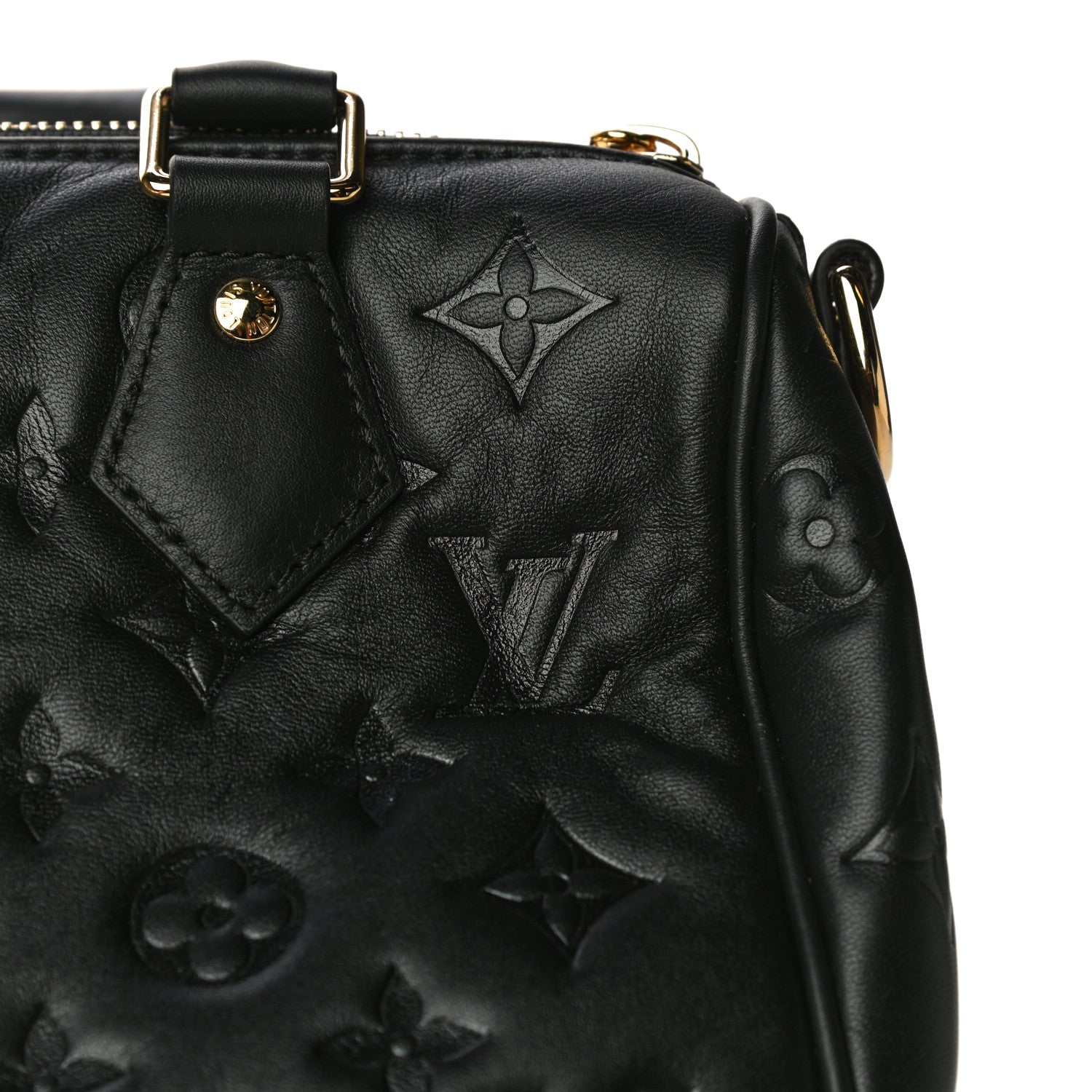 Louis Vuitton Lambskin Embossed Monogram Speedy 22 Bandouliere Black 16 of 17