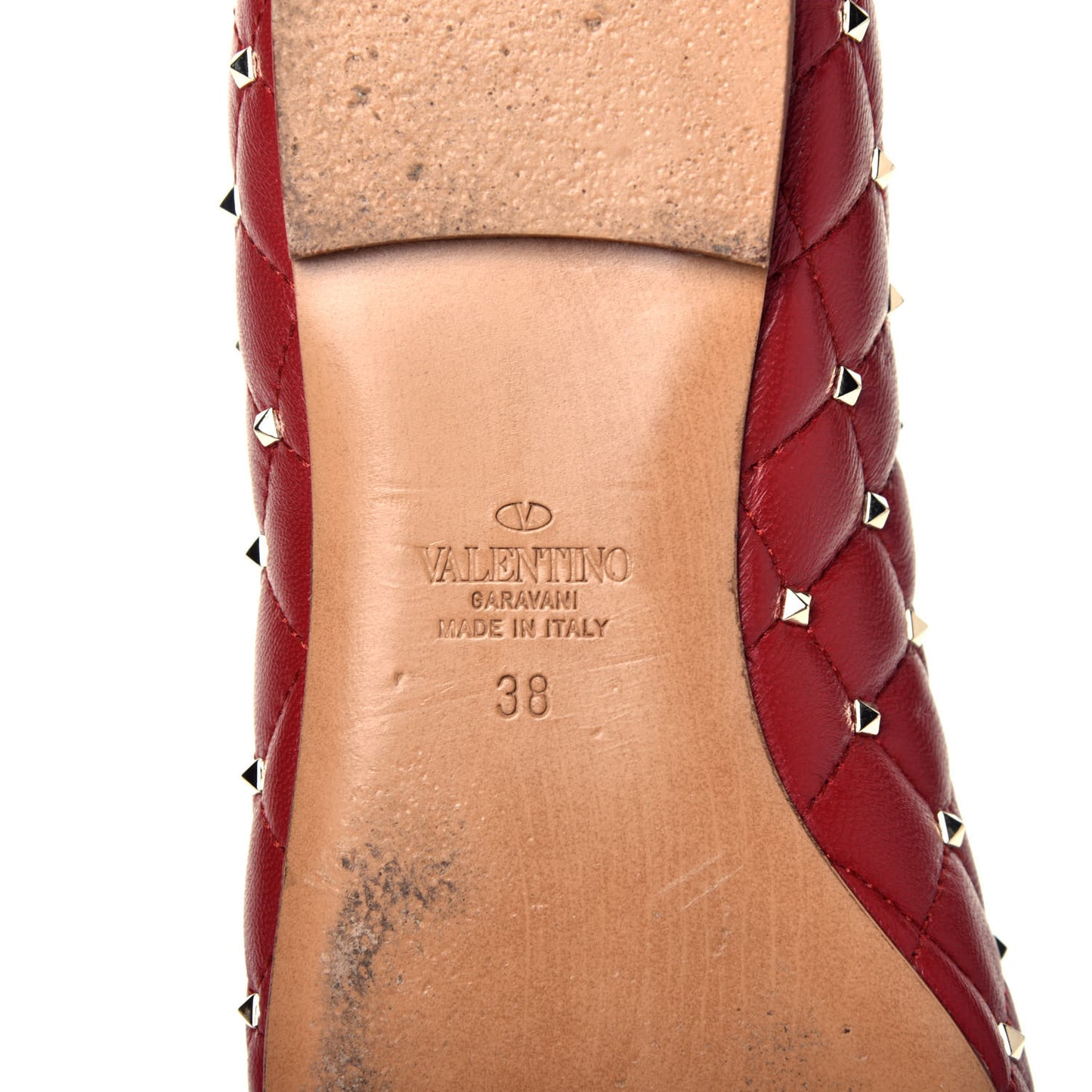 Nappa Rockstud Spike Ballerina Flats 38 Red