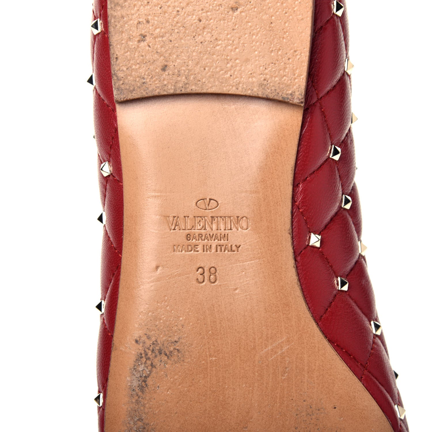 Valentino Garavani Nappa Rockstud Spike Ballerina Flats 38 Red 7 of 7