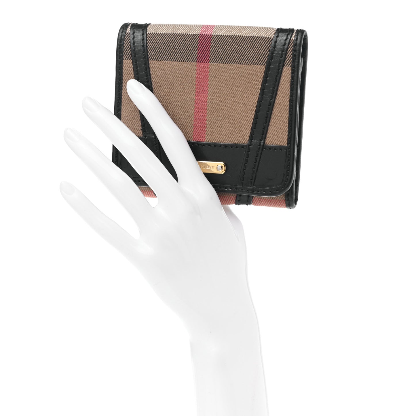 Bridle Calfskin House Check Medium Leighton Wallet Black