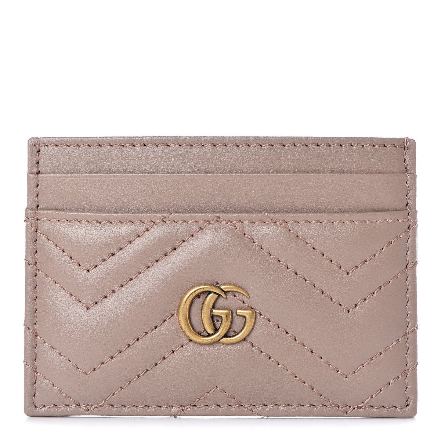 Calfskin Matelasse GG Marmont Card Holder Porcelain Rose
