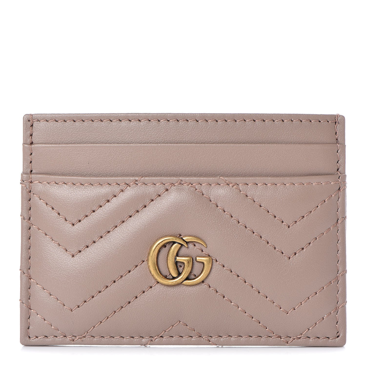 Gucci Calfskin Matelasse GG Marmont Card Holder Porcelain Rose 1 of 7