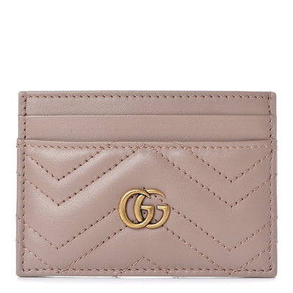 Gucci Calfskin Matelasse GG Marmont Card Holder Porcelain Rose 1 of 7