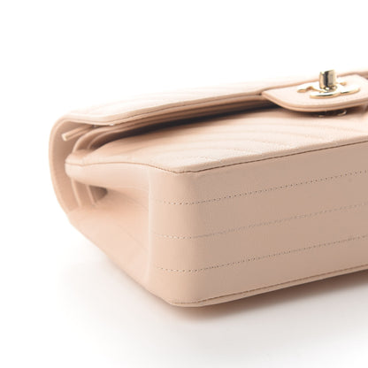 Chanel Caviar Chevron Quilted Small Double Flap Beige 8 of 9