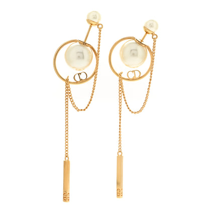 Christian Dior Pearl Tribales Dangle Chain Earrings Gold 1 of 6