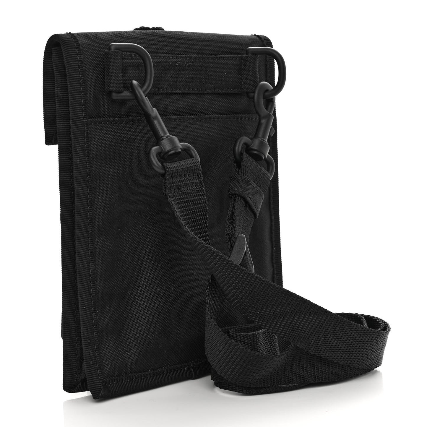 Nylon Logo Multi Patch Small Explorer Pouch with Strap Black