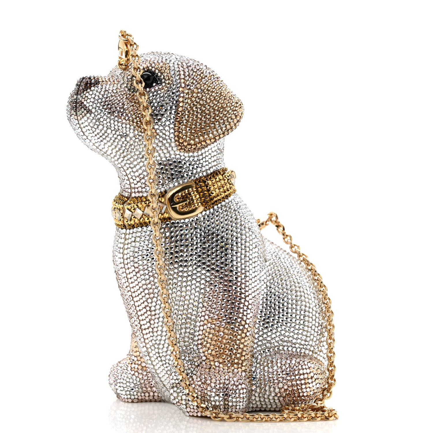 Judith Leiber Crystal Luna Puppy Dog Minaudiere Clutch White Gold 4 of 14