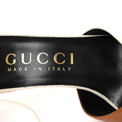 Gucci Nappa Charlotte Priscilla Ankle Cuff Pumps 38 New 38 Mystic White Harness Brown 8 of 10
