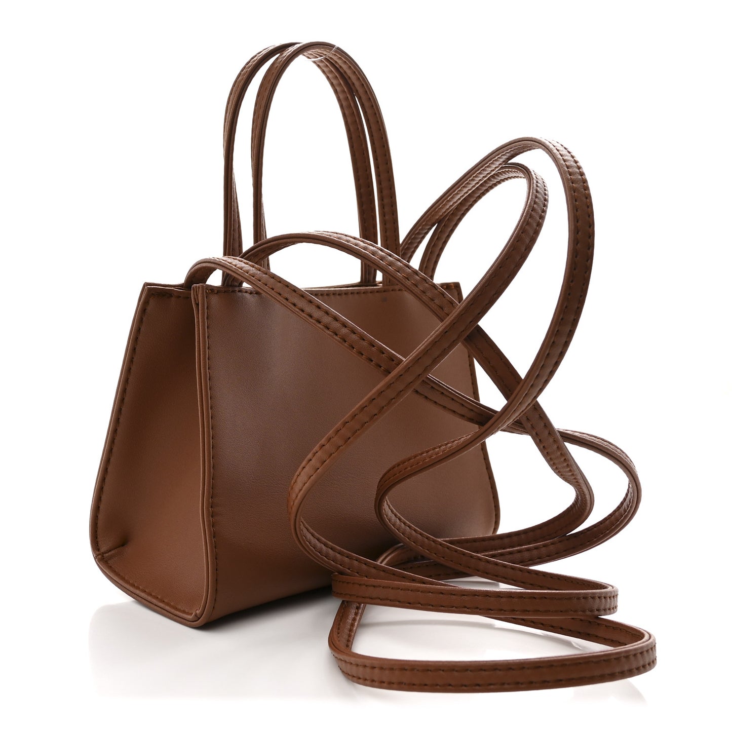 Vegan Leather Small Shopping Bag Tan