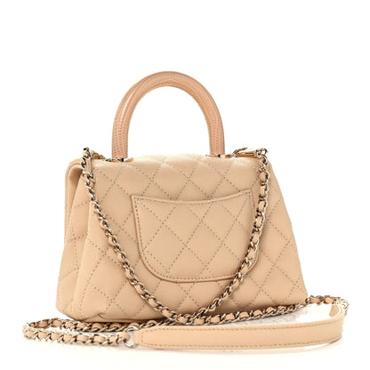 Chanel Caviar Lizard Embossed Quilted Extra Mini Coco Handle Flap Beige 3 of 11