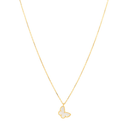 Van Cleef & Arpels 18K Yellow Gold Mother of Pearl Sweet Alhambra Butterfly Pendant Necklace 1 of 5