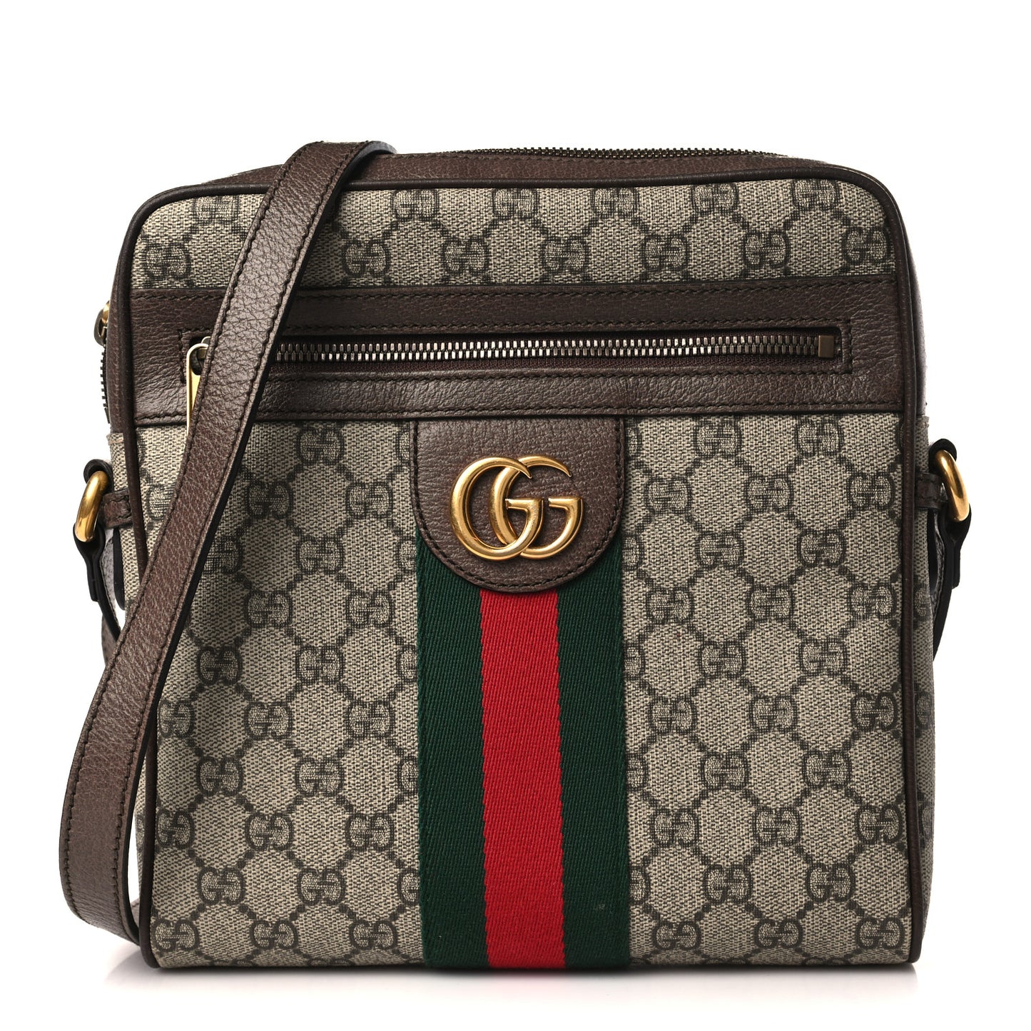 GG Supreme Monogram Web Small Ophidia Messenger Bag Brown