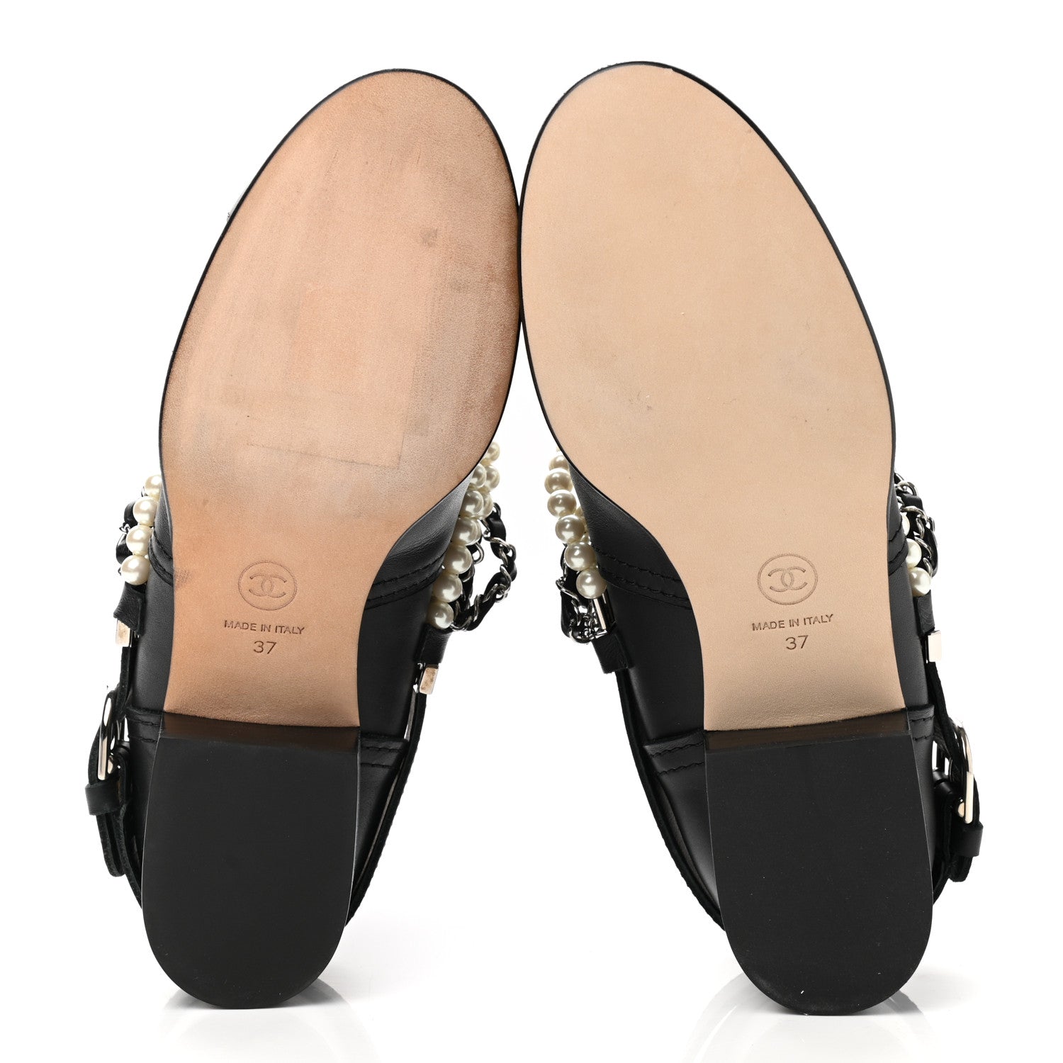 Chanel Calfskin Pearl Cap Toe Short Boots 37 Black 5 of 10