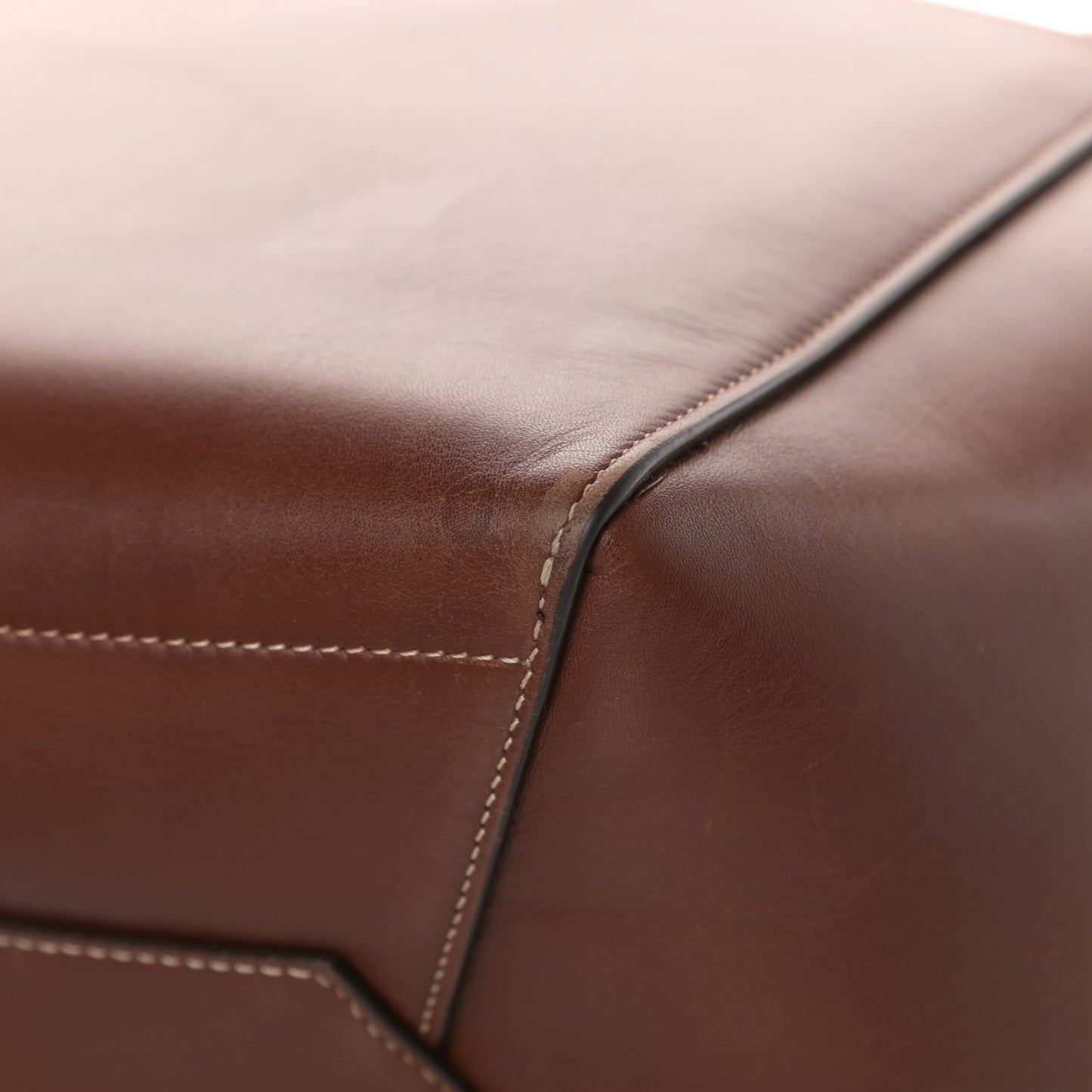 Natural Calfskin Sangle Bucket Bag Dark Brown
