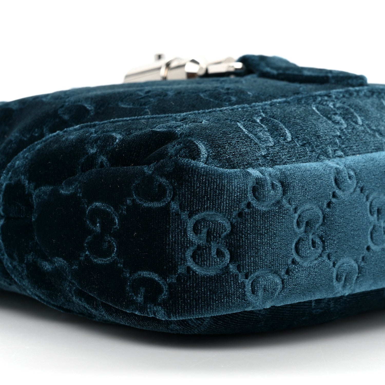 Gucci New Velvet Ashmir GG Monogram Small Jackie 1961 Hobo Velvet Peacock 9 of 9