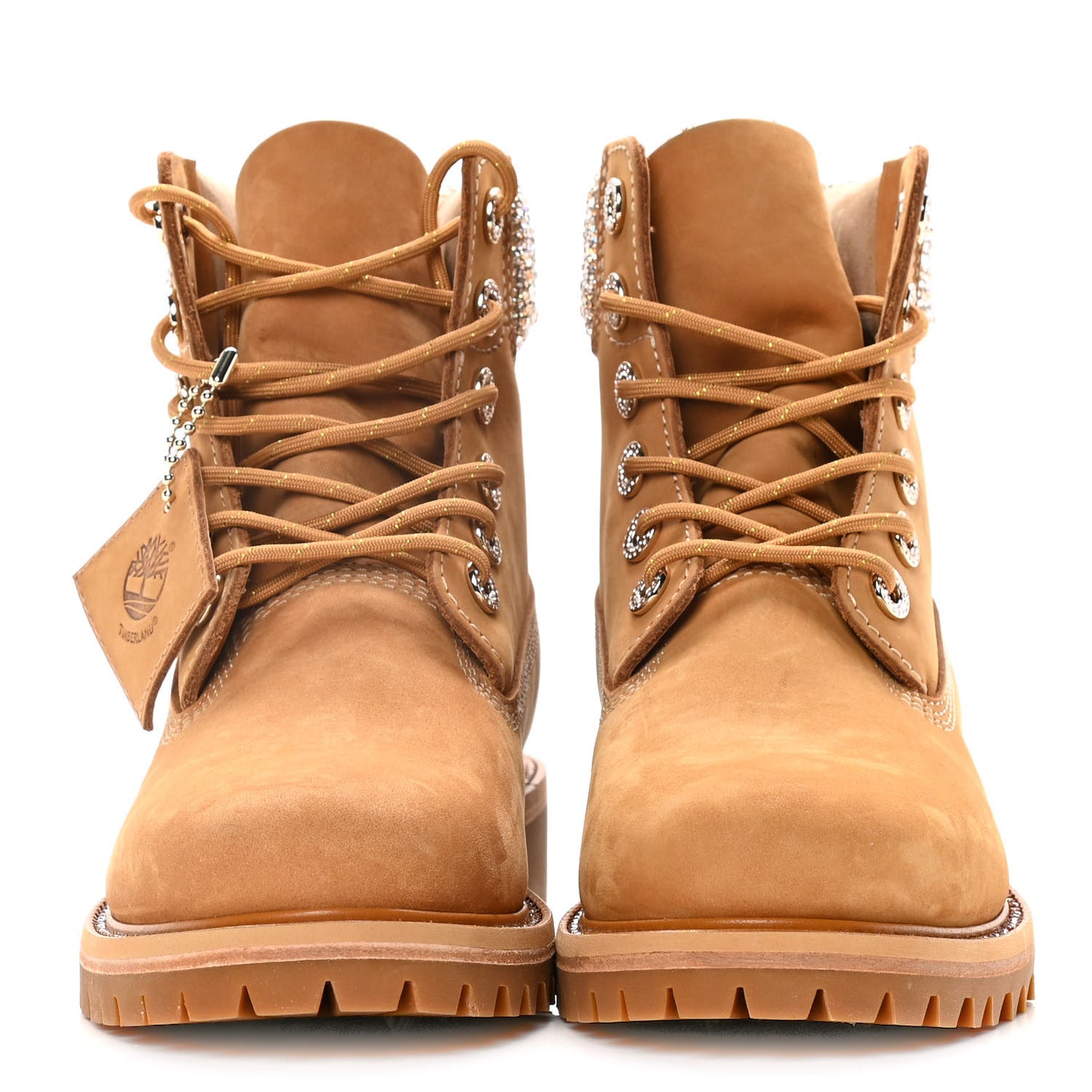 X TIMBERLAND Nubuck Swarovski Crystal Womens Ankle Boots 8 Wheat