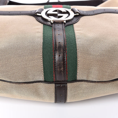 Gucci Canvas Web GG Reins Hobo Brown 9 of 14