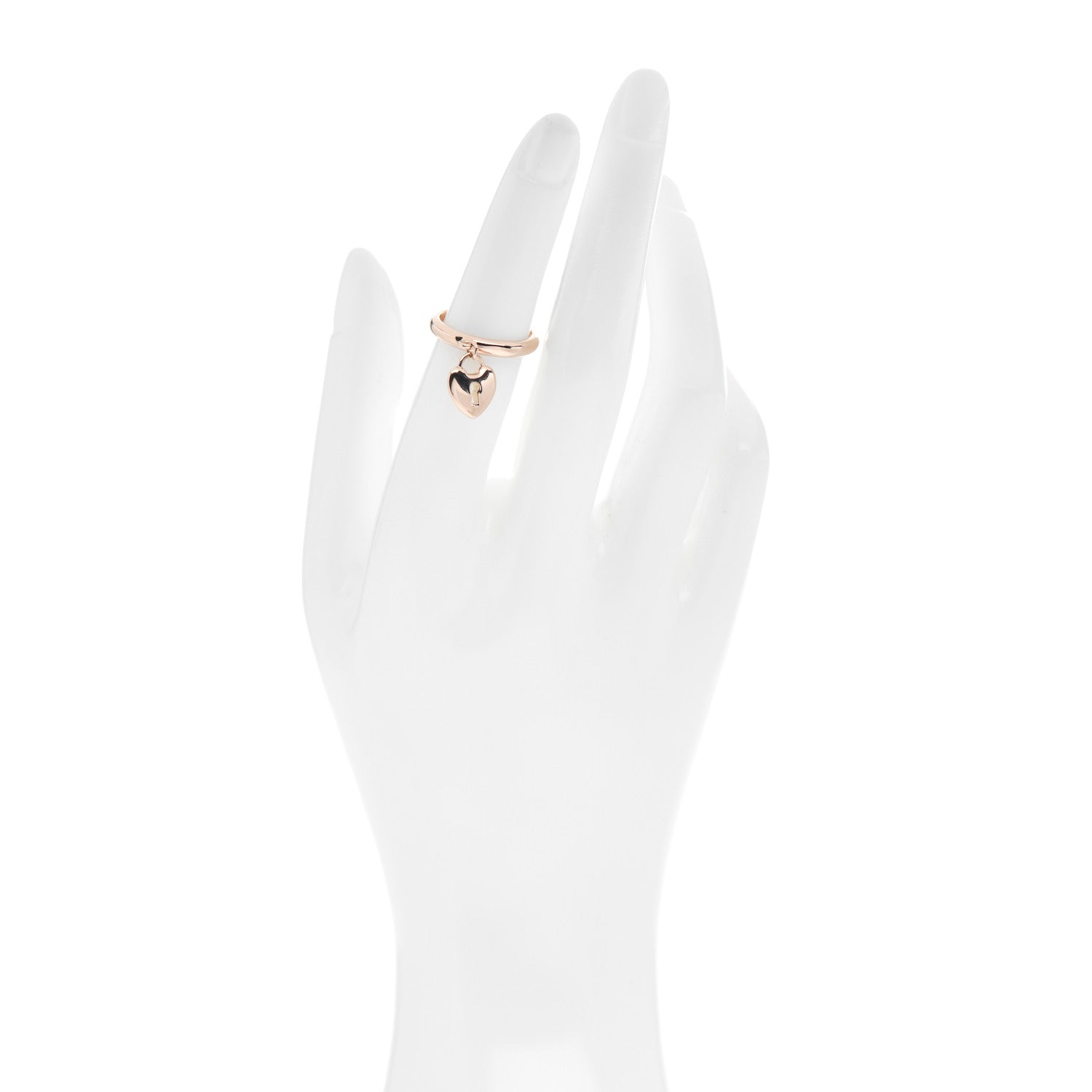 Tiffany 18K Rose Gold Heart Lock Charm Ring 50 5.25 2 of 4
