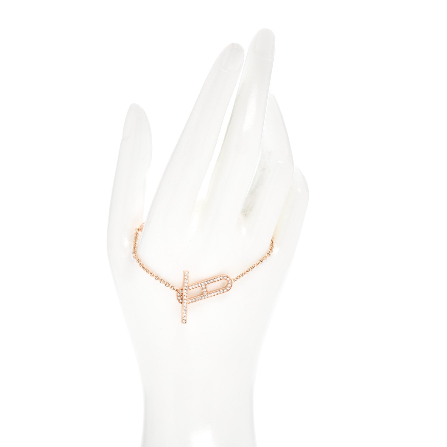 Hermes 18K Rose Gold Diamond PM Ever Chaine D'Ancre Bracelet SH 2 of 4