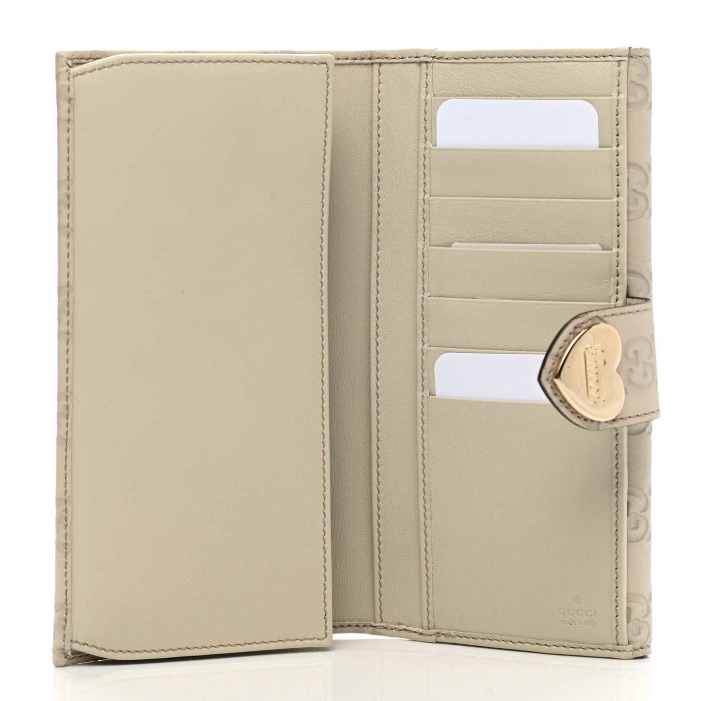 Guccissima Heart Continental Wallet Off White