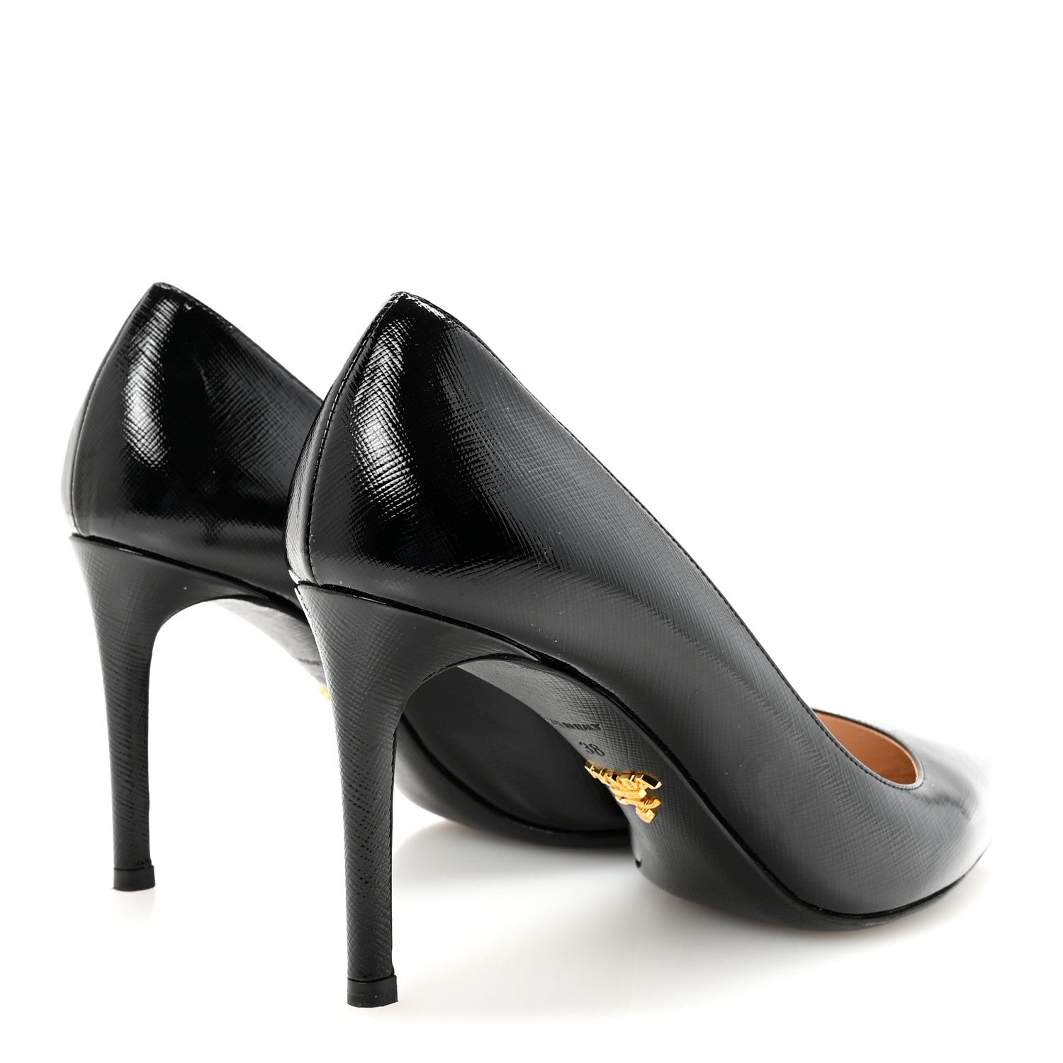 Prada Saffiano Patent Pumps 38 Black 5 of 8