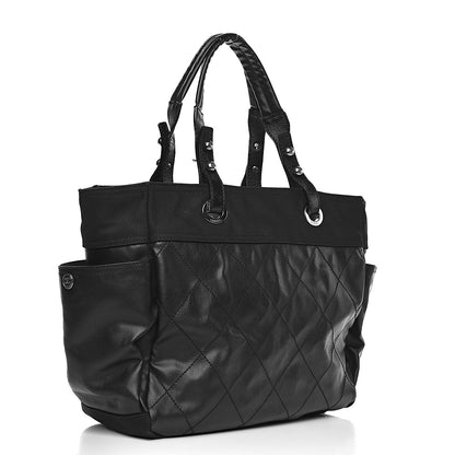 Chanel Coated Canvas Quilted Large Paris Biarritz Tote Black 4 of 19