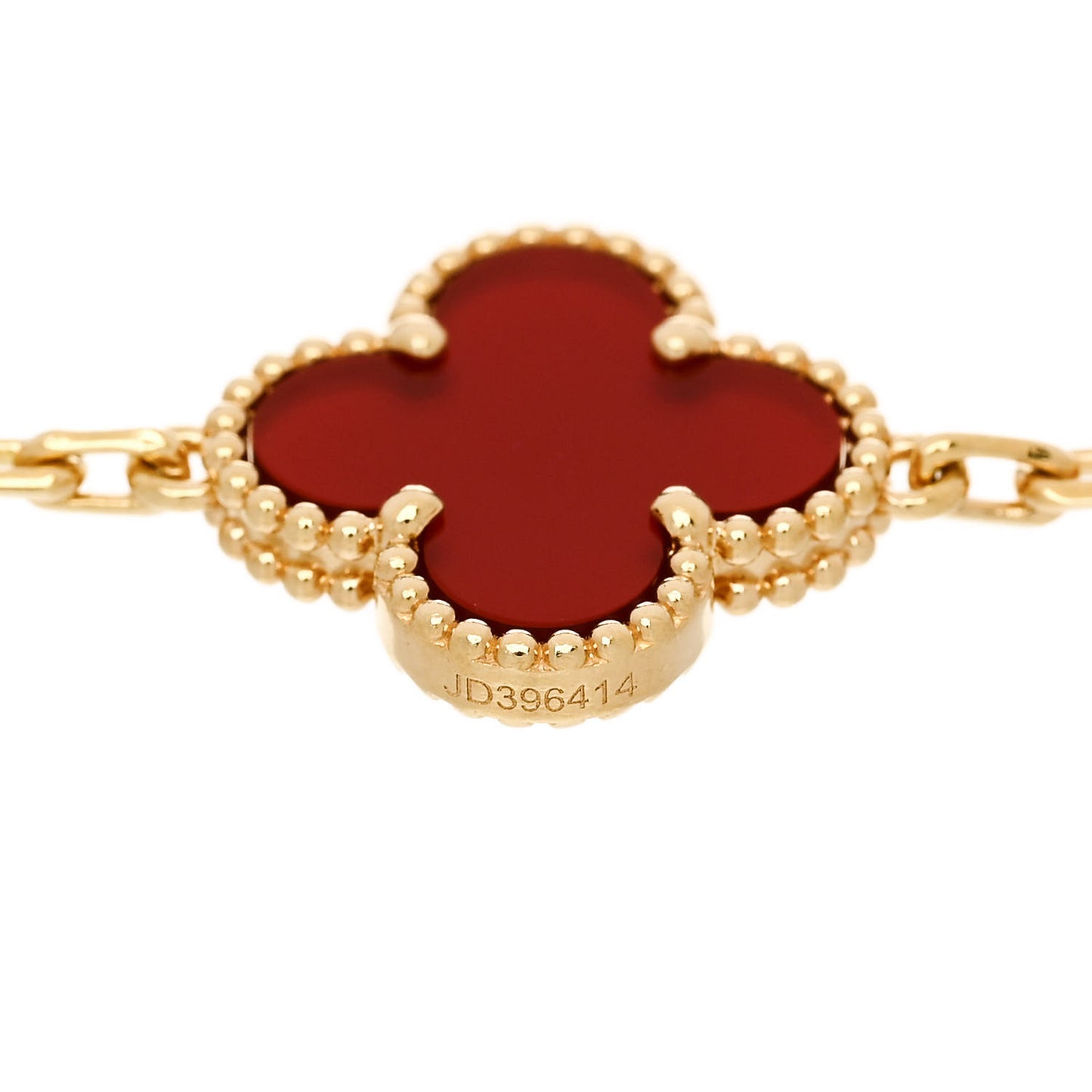 18K Yellow Gold Carnelian 5 Motifs Vintage Alhambra Bracelet