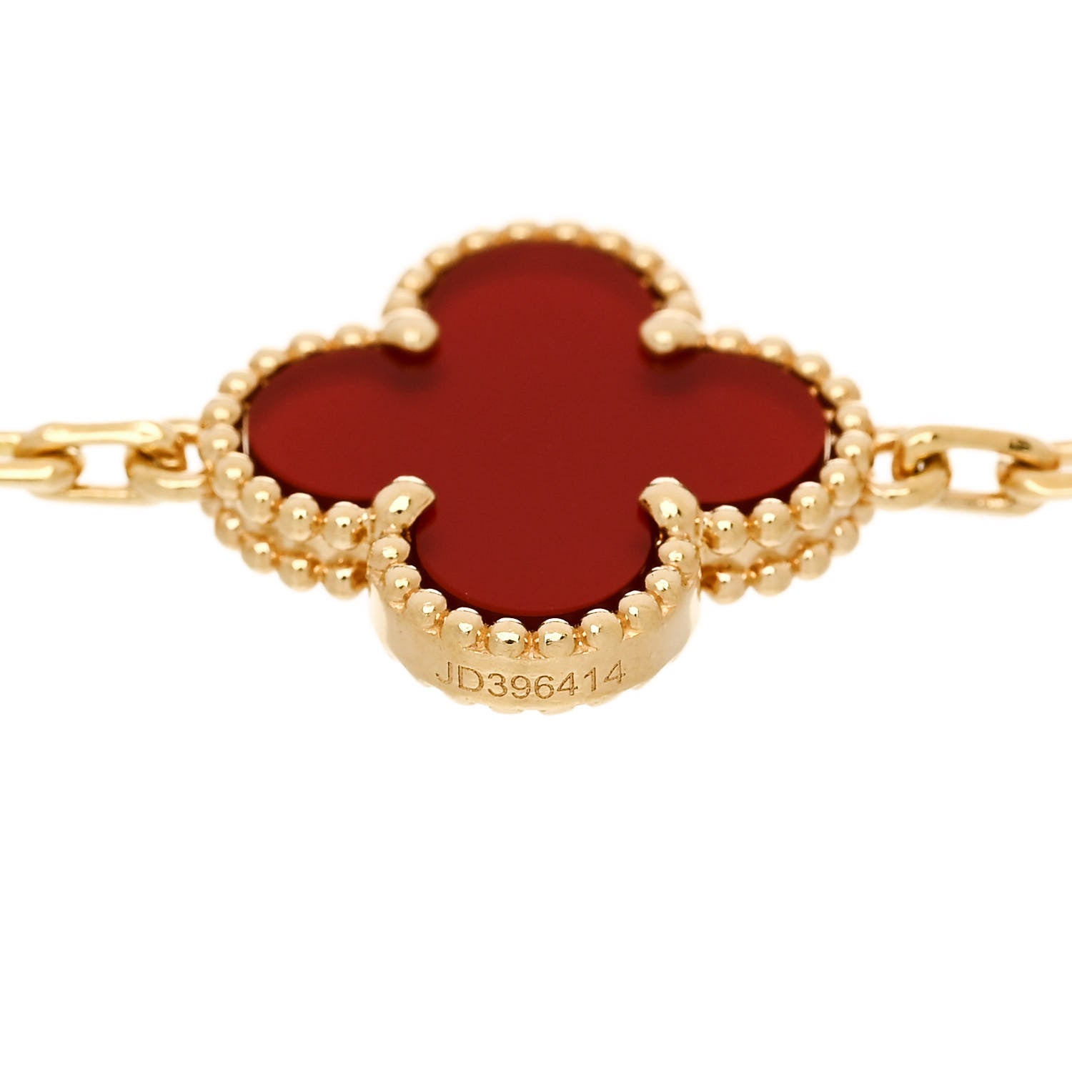 Van Cleef & Arpels 18K Yellow Gold Carnelian 5 Motifs Vintage Alhambra Bracelet 4 of 4
